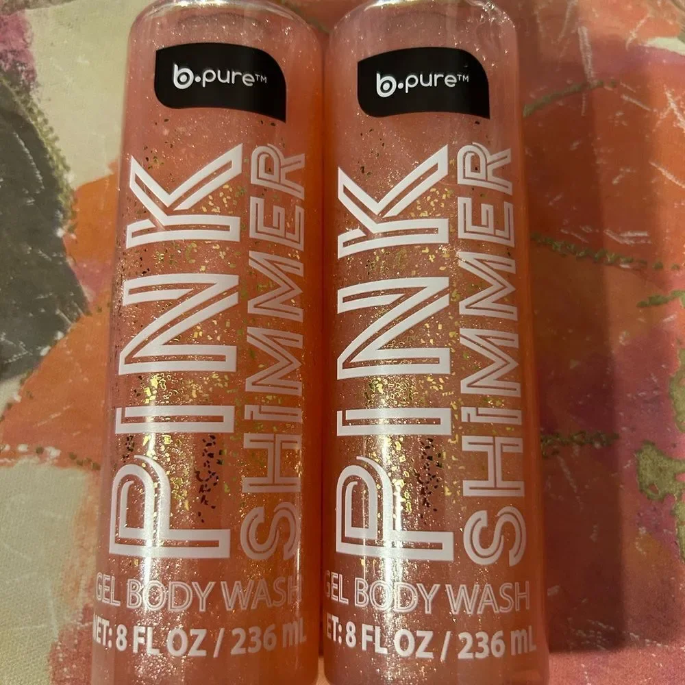 🛍️ B.Pure Pink Shimmer Gel Body Wash - 2 Bottles (8 oz / 236 ml Each)